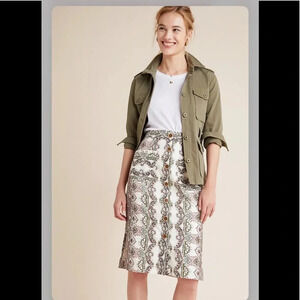 Anthropologie Maeve Kaleidoscope Button-Front Pencil Skirt Size 6